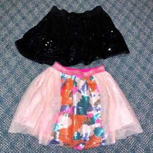 Cat & Jack Girls Skirt Two Tone Sequin Tulle Pink Black Size XS 4/5